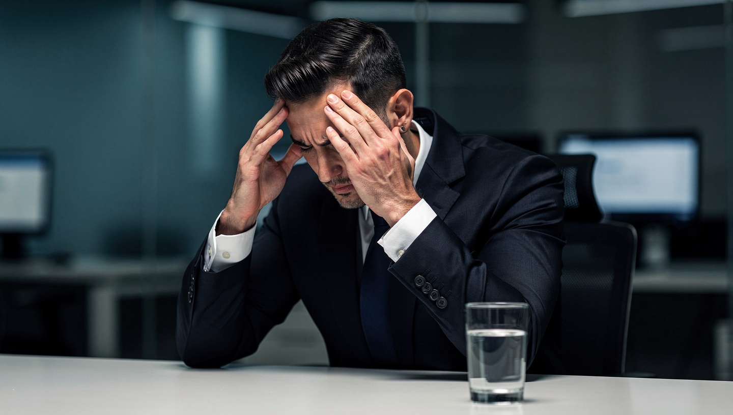 man with stress breath