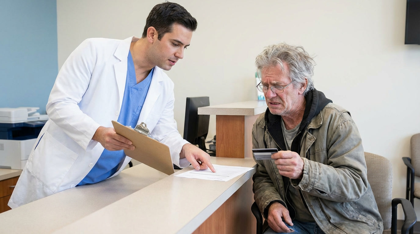 dentist giving patient bill